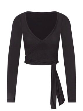 NikeSKIMS Obsidian Long Sleeve Wrap Crop Top